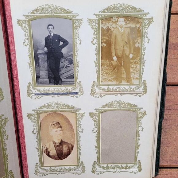 Antique FRENCH 1800s 1900s Photo Album Victorian Velvet Embossed WITH Pictures - Picture 13 of 16